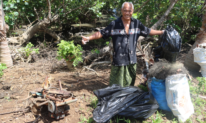 A waste collection activity in Samoa