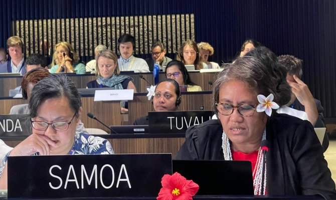Fiasoso Siaosi of Samoa speaks at INC-2 