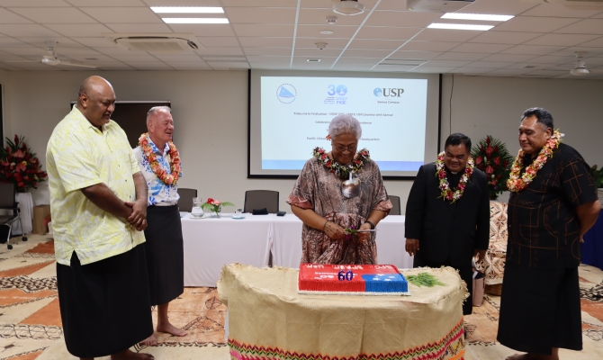 Prime Minister Fiame Naomi Mata'afa with CROP leaders of CROP agencies who have offices in Samoa.