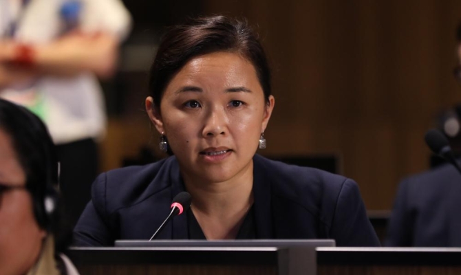 Ms Renee Yap of New Zealand at INC-2 in Paris.