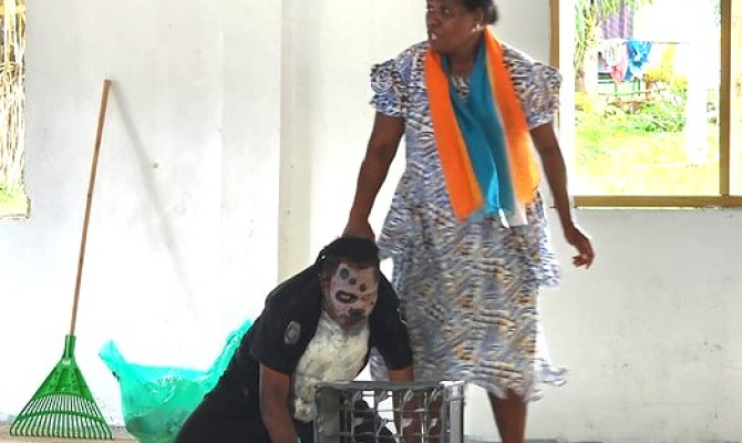 Using theatre to spread message. 
