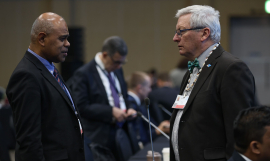 Ambassador Otto and Ian Fry at INC-5 