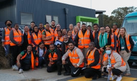 Study group touring waste management facilities 