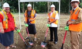 L - R Hon Prime Minister of Samoa, Director General of SPREP, Ambassador of Japan to Samoa, Project Manager Konoike Construction