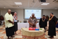 Prime Minister Fiame Naomi Mata'afa with CROP leaders of CROP agencies who have offices in Samoa.